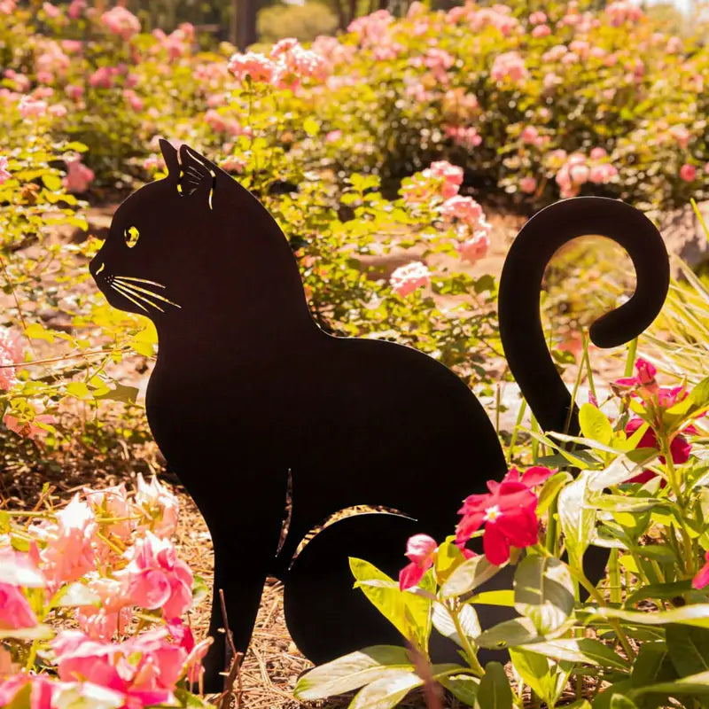 Décoration Jardin Chat Noir Mystérieux (Lot de 2 + 1 Offerte)