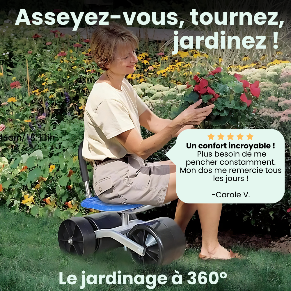 Tabouret Roulant de Jardinage Ergonomique Ultra-confortable