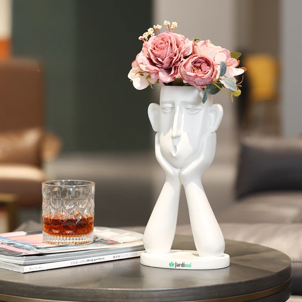 Pot de Fleurs Visages Artistiques Élégants