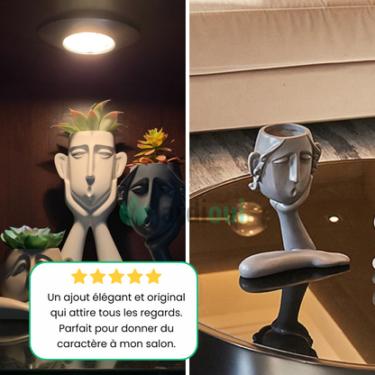 Pot de Fleurs Visages Artistiques Élégants