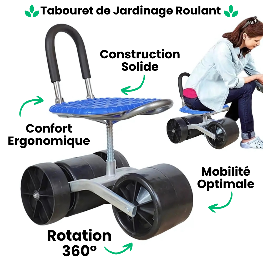 Tabouret Roulant de Jardinage Ergonomique Ultra-confortable