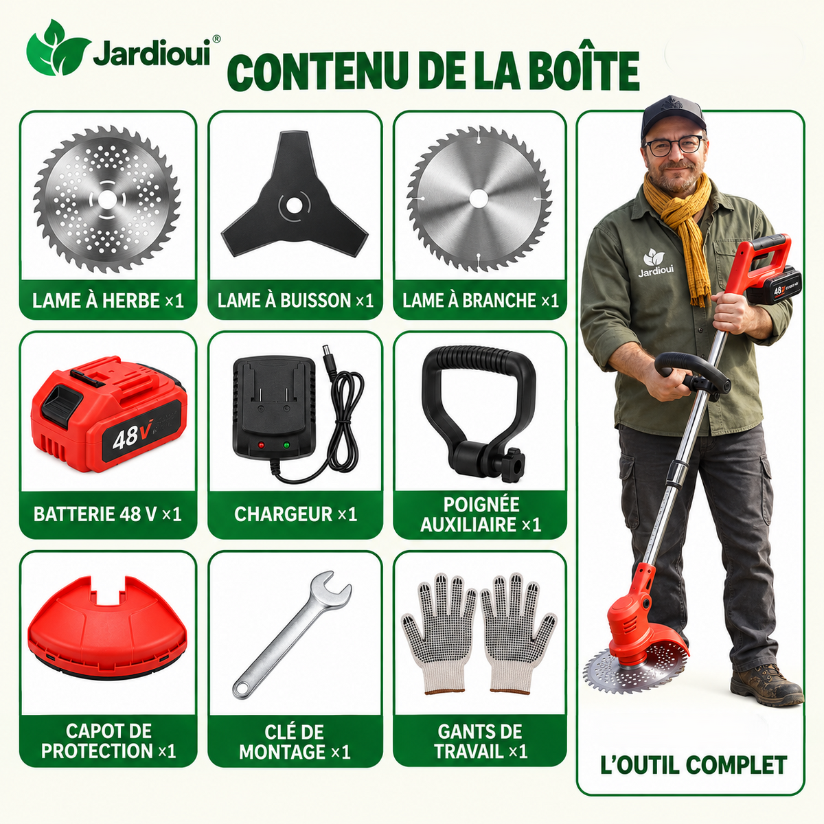 Coupe-Bordures et Débroussailleuse Sans Fil 3-en-1 – Haute Puissance