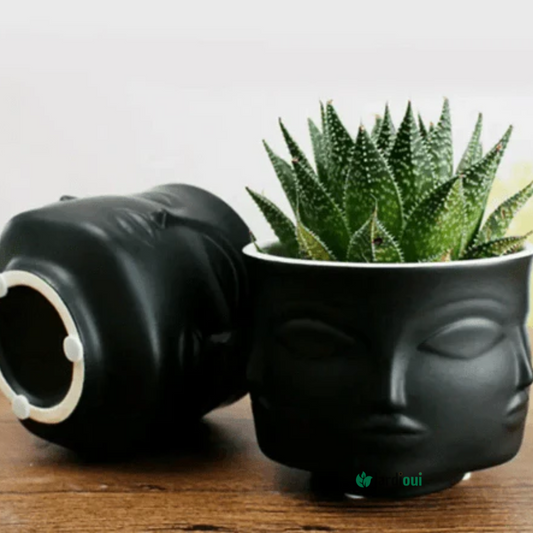 Jardioui 1 Pot (39.90 €/ pcs) / Noir Pot de Fleurs Visage Artistique