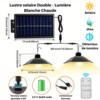 Jardioui Double / Chaude Lustre Solaire Étincelant avec Contrôle à Distance