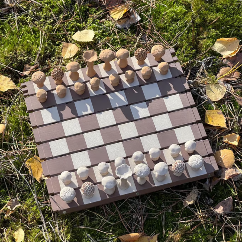 Jardioui Marron et beige Échiquier Champignons Magnétique Fantaisiste