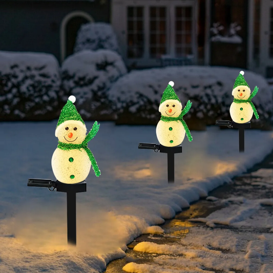 Jardioui Vert Bonhomme de Neige Lumineux Solaire