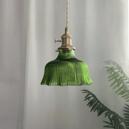 Jardioui Vert Suspension Luminaire Vintage en Verre Scandinave