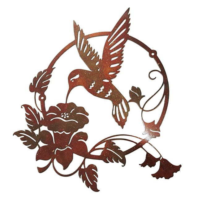 frJardioui B Decoration Murale en Metal "Colibri Butinant une Fleur"