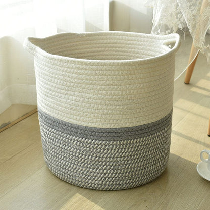 frJardioui Cache Pot Blanc / Gris / 30X30cm Panier Cache Pot en Jute et Coton