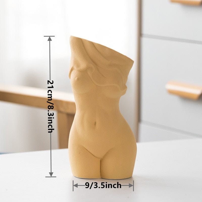 frJardioui Jaune Vase Corps de Femme en Céramique