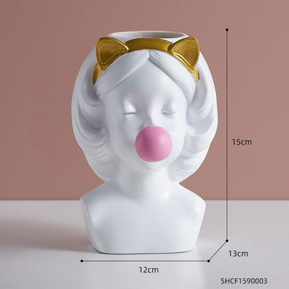 frJardioui Moyen / Oreilles de chat Vase "La Jeune Fille au chewing-gum"